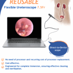 Reusable 7.5 Fr flexible ureteroscope for kidney stone diagnosis and treatment during ureteroscopy (URS)