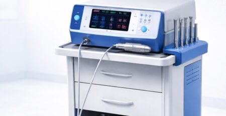 Pneumatic lithotripter machine used for kidney stone fragmentation in urology procedures