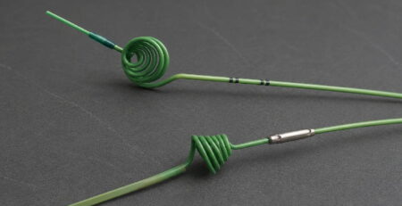 Stone Cone urology device with nitinol coil design for ureteral stone retrieval and prevention of stone migration during ureteroscopy procedures.