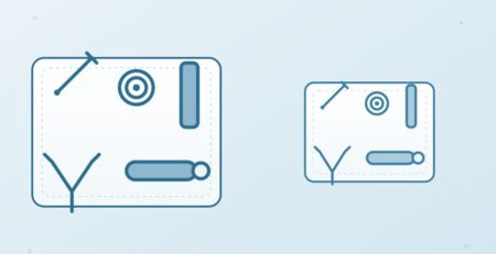 Illustration comparing a standard PCNL instrument set tray and a smaller Mini-PCNL instrument set tray with matching needle, dilator, sheath, and forceps icons